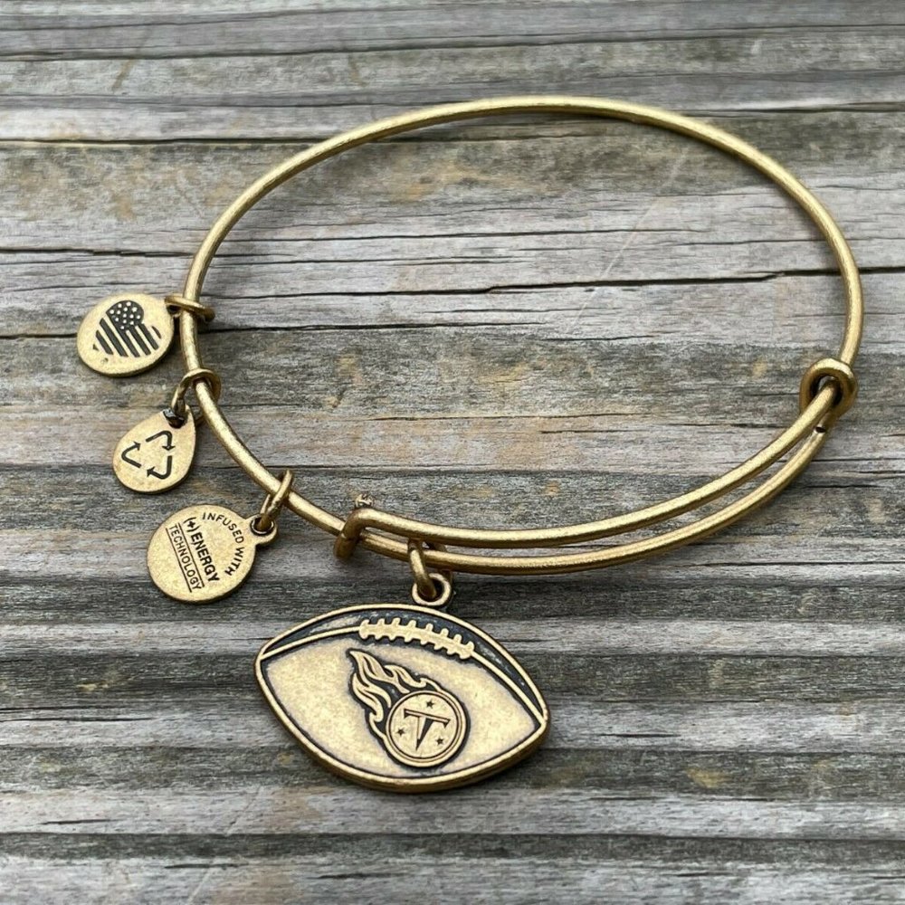 Alex and Ani Bracelet gold plated NFL Football charm Wrist Band Size adjustable - Picture 6 of 7